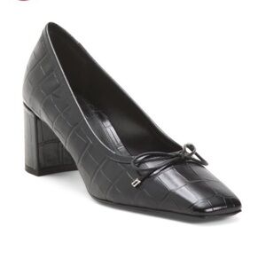 New SCHUTZ Arissa Leather Block Heel Pumps with bow Sz 6 B